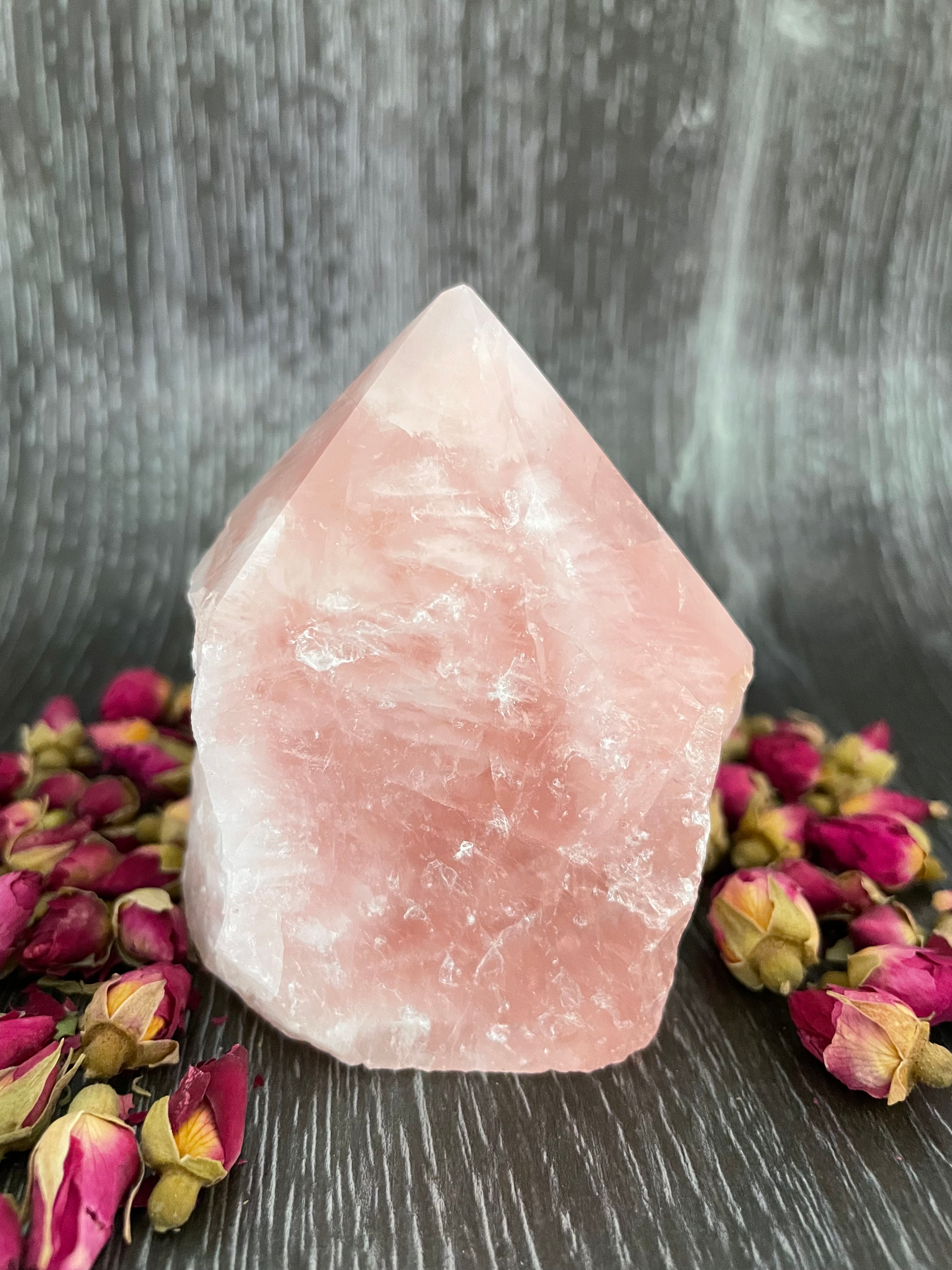 Rose Quartz Crystal Semi Polished Point