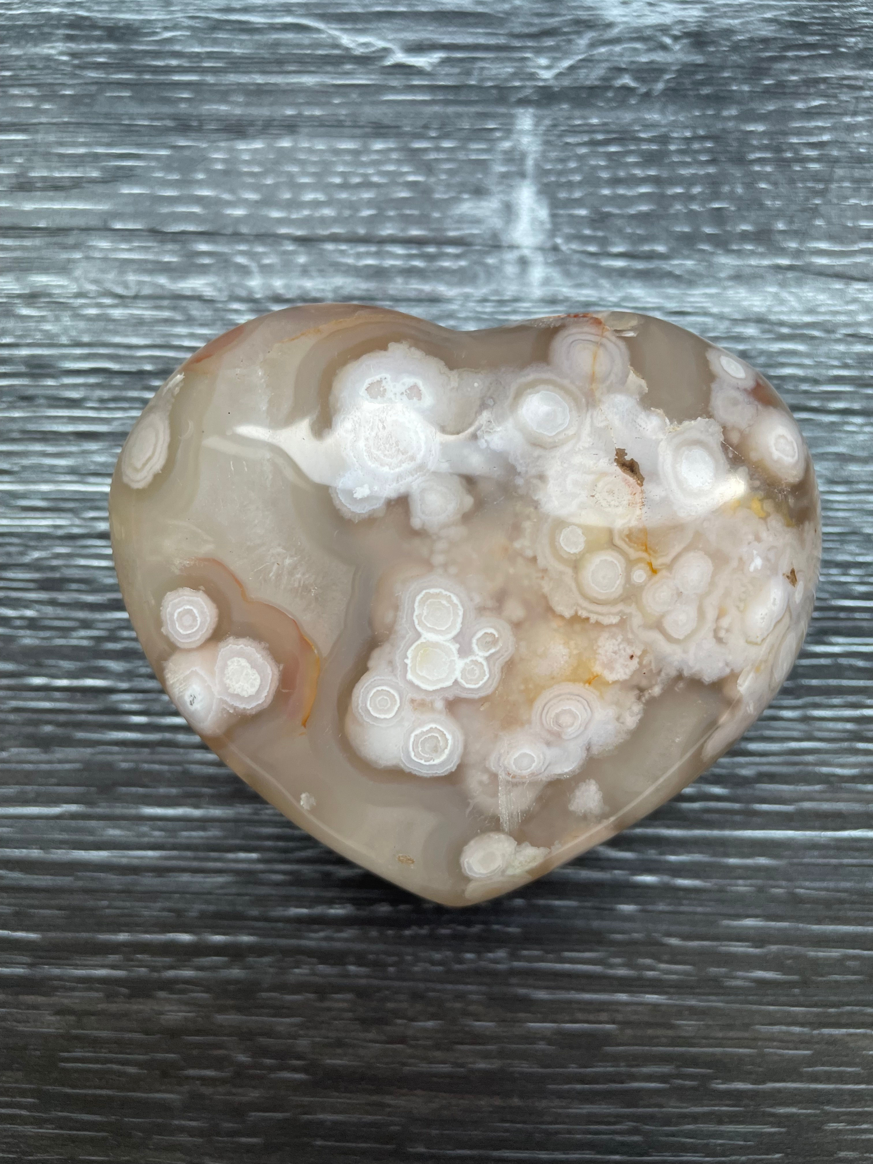 Flower Agate Crystal Heart