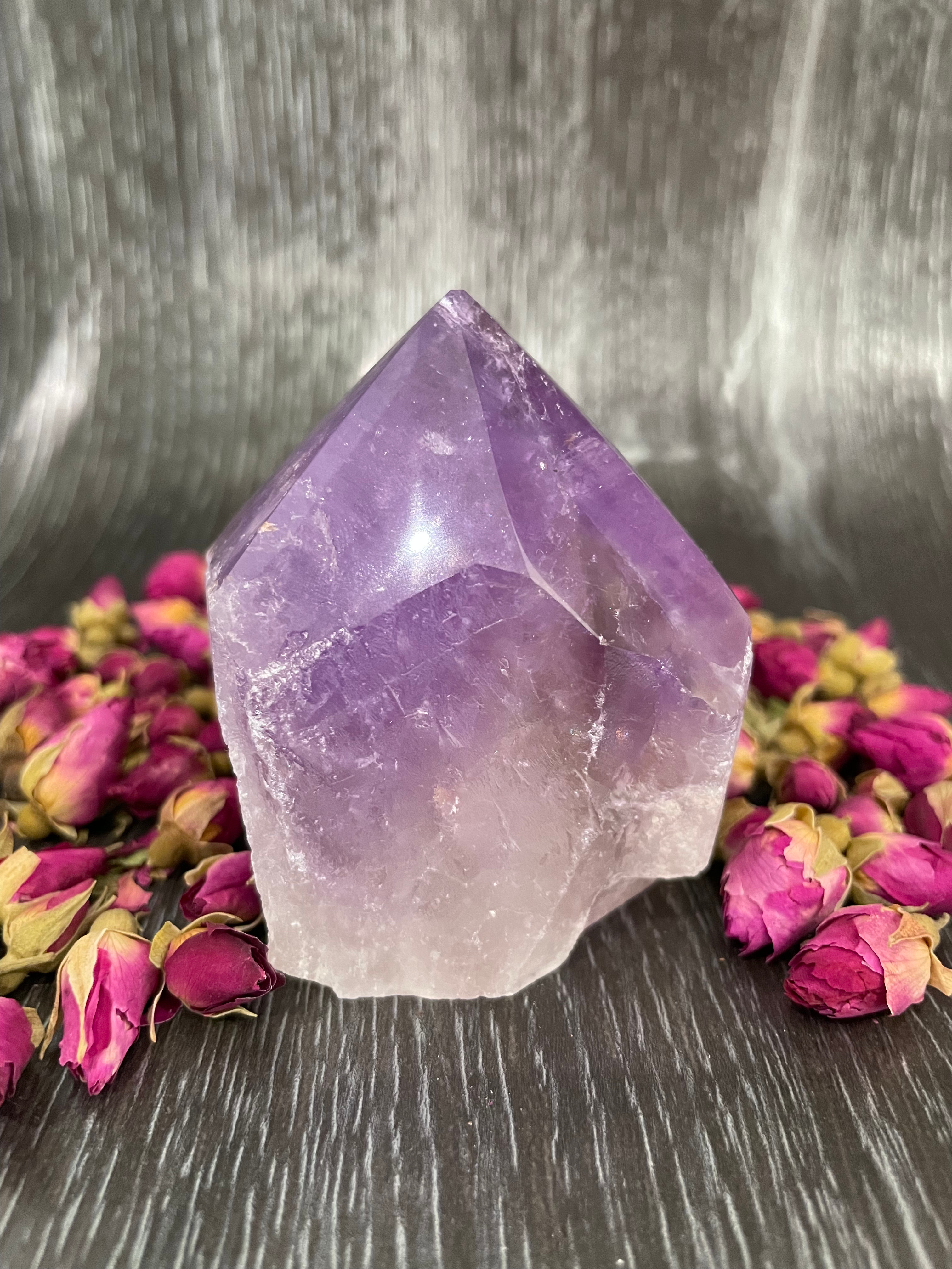 Amethyst Crystal Semi Polished Point