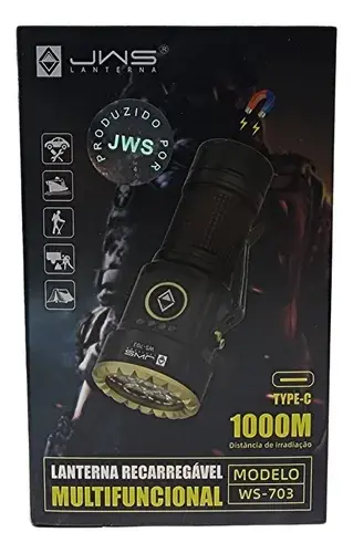 Miniatura: JYX JWS WS-703 Mini Lanterna 8 Leds Tática Potente Recarregável Via Usb
