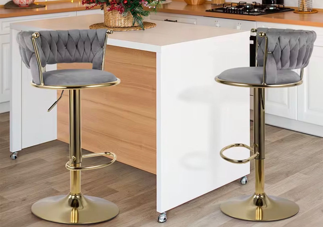 Luxury Velvet Adjustable Bar Stools