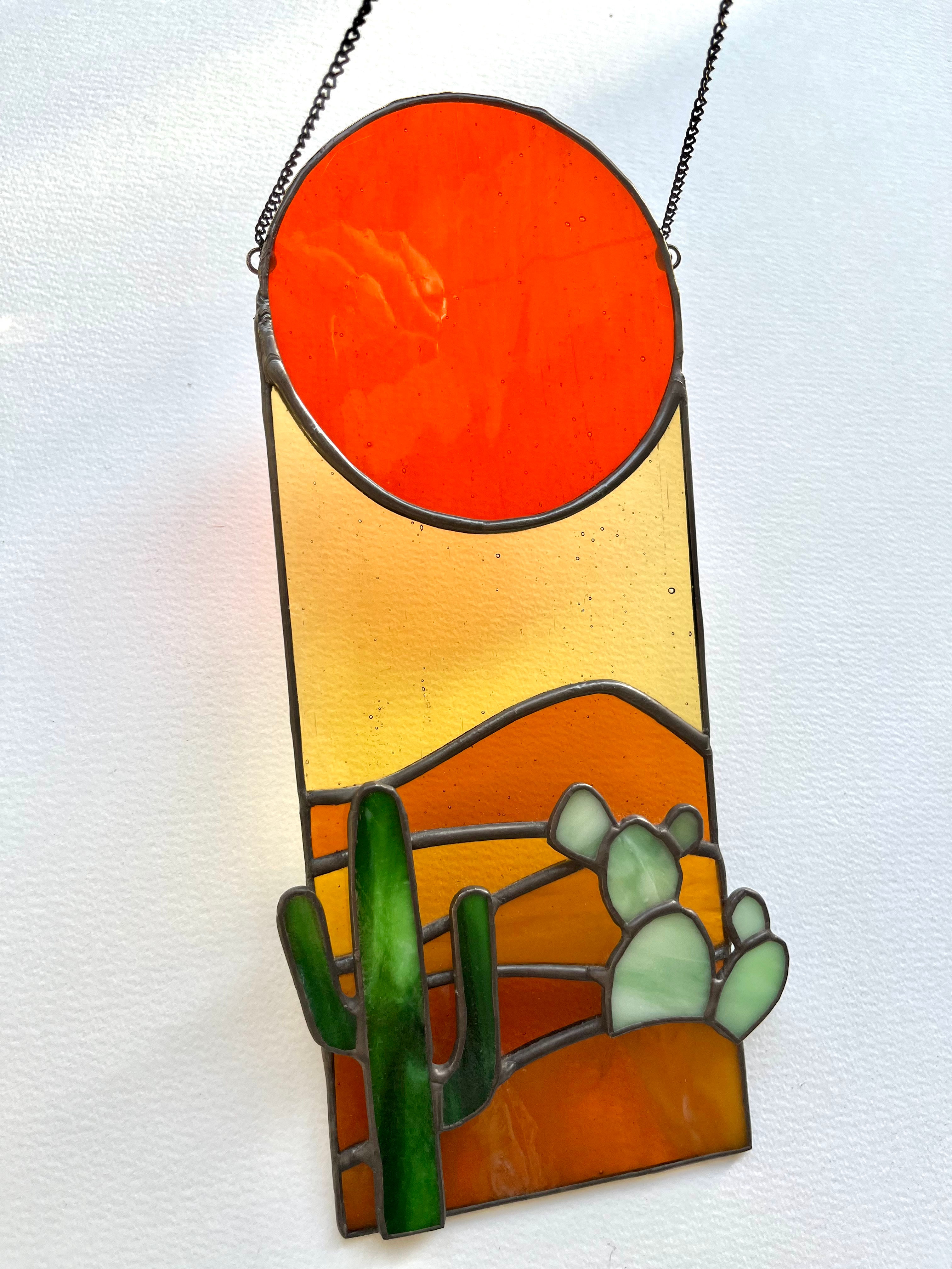 Günbatımı Çöl Manzara Tasarım Vitray