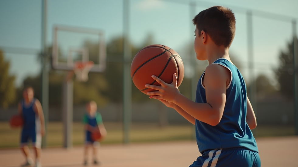 Close-up view of a young basketball player shooting a free throw