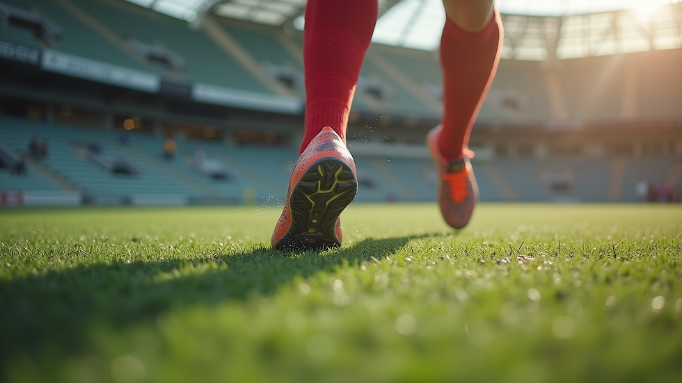 Close-up view of an athlete performing agility drills on turf