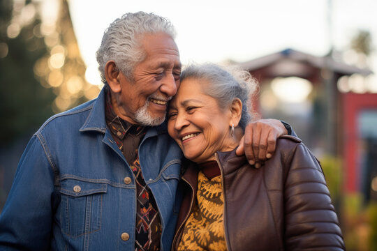 Happy elderly couple smiling