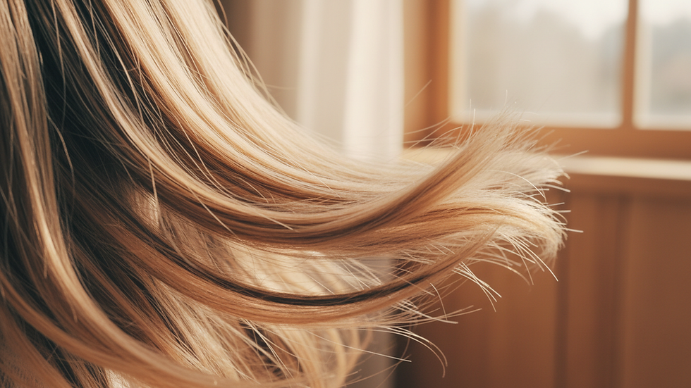 Close-up view of hair strands with vibrant color under natural light