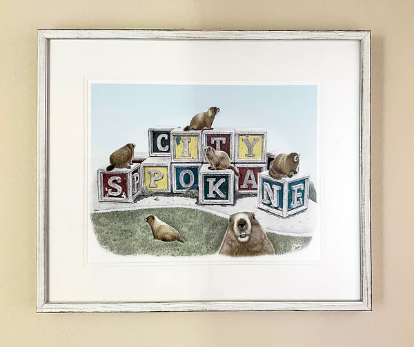 Spokane Blocks & Marmots_framed