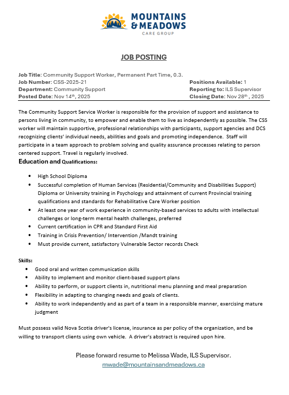 Community Support Worker