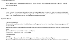 Community Support Worker, TPT, 0.3 Mat Leave, 1 Year Term.