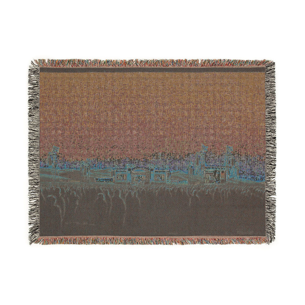 Thumbnail: Pixel Arcade Stage Woven Blanket — Sunset Gold Throw