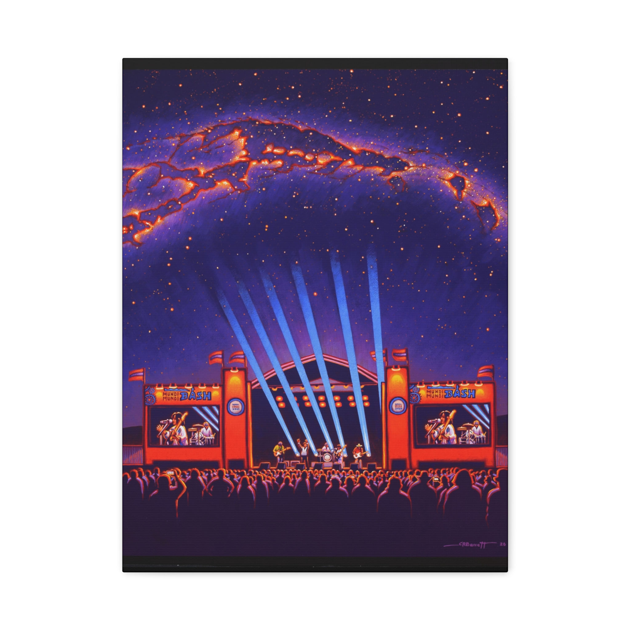 Concert Stage Canvas Print — Retro Night Sky Music Wall Art