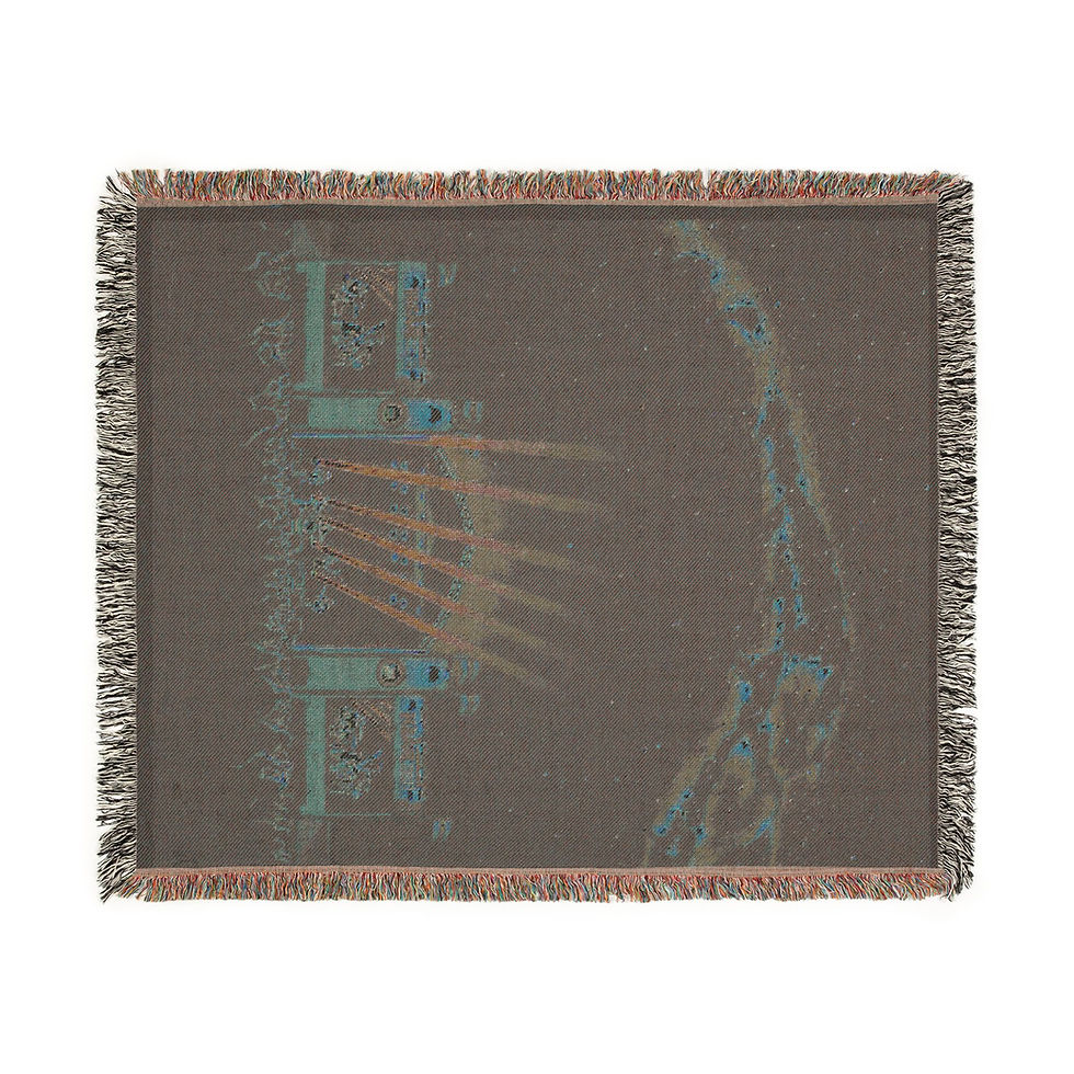 Thumbnail: Pixel Arcade Stage Woven Blanket — Retro Mundi Bash Nightscape Throw