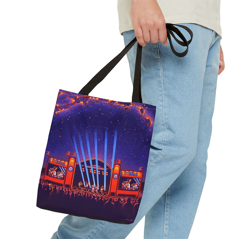 Thumbnail: Concert Stage Tote Bag – Neon Night Music Festival All-Over Print