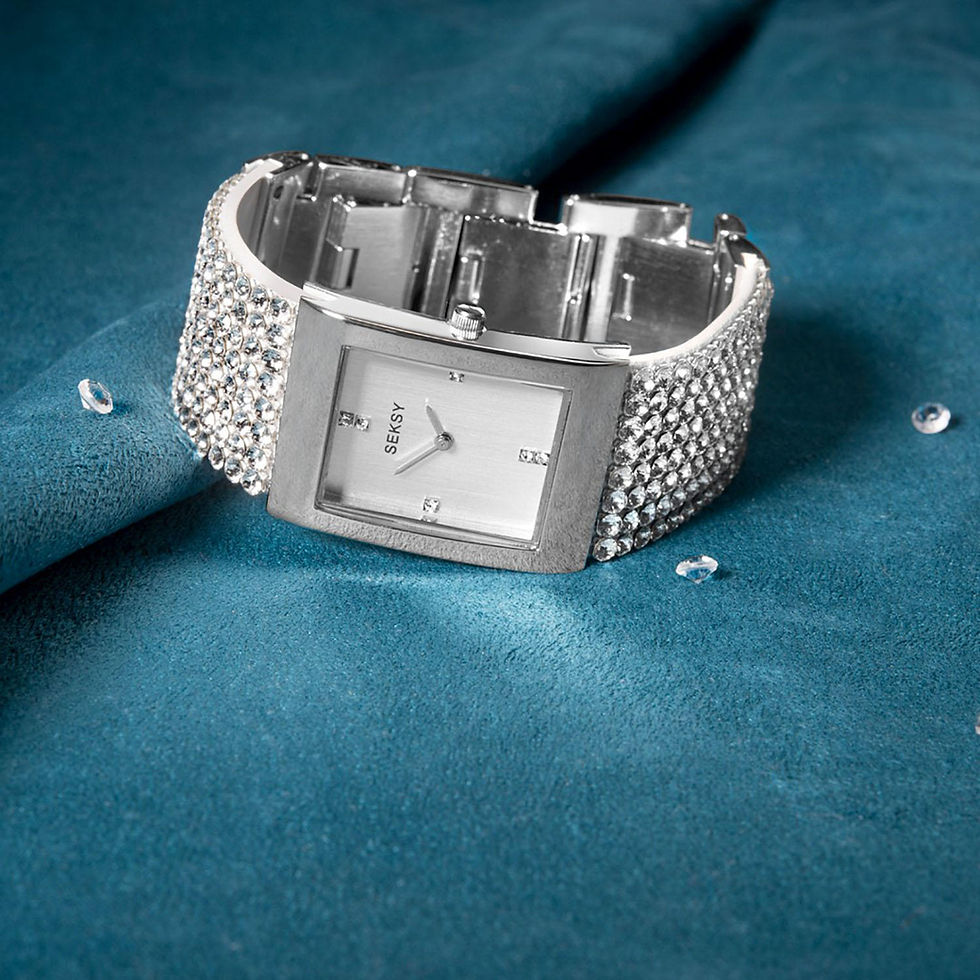 Thumbnail: Seksy Krystal Rhodium Plated Bracelet Watch