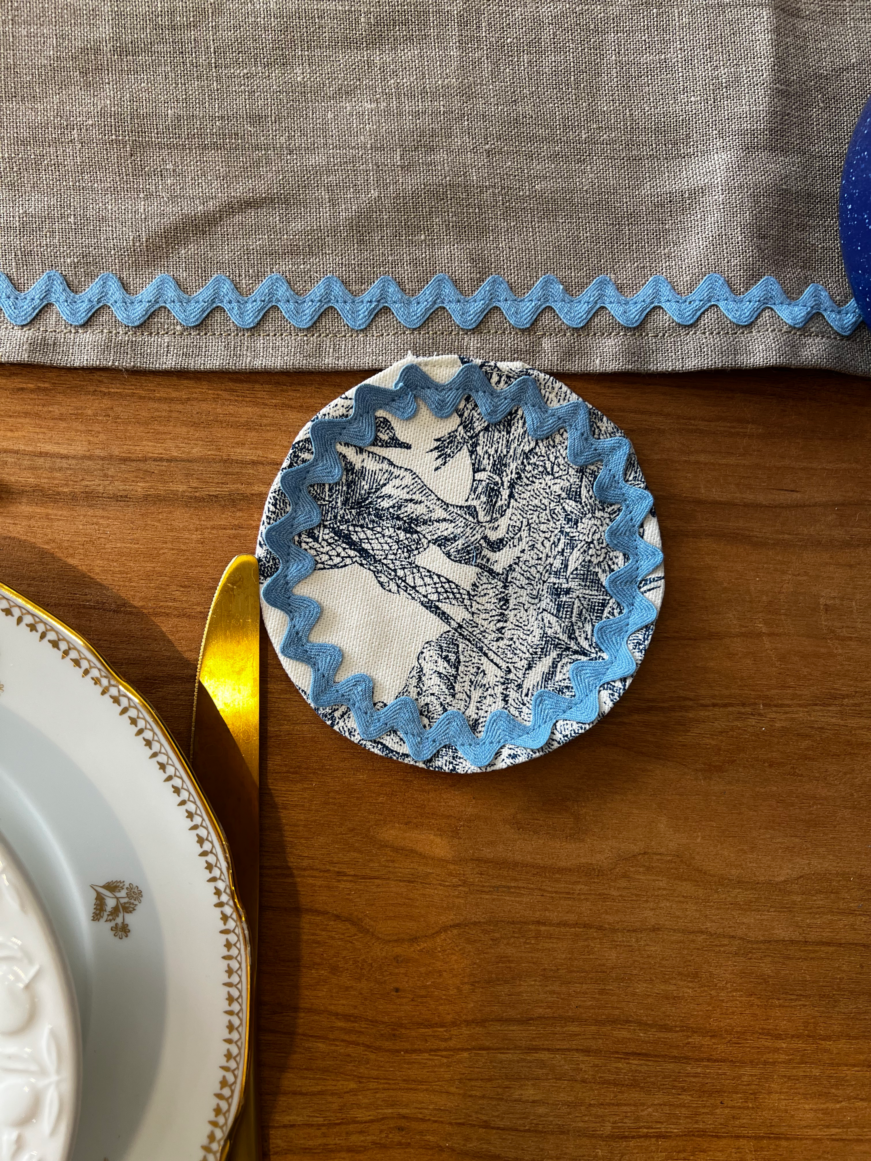 🕊️Dessous de verre "Charme d'antan" Bleu