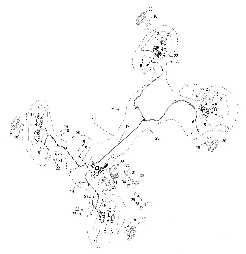 Segway RR Brake Assembly - NO BRAKE PADS - U05E11400001