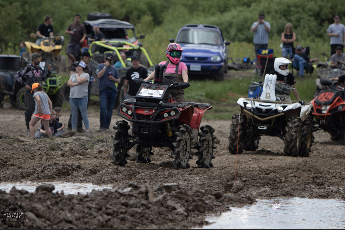 An ATV rider with a helmet