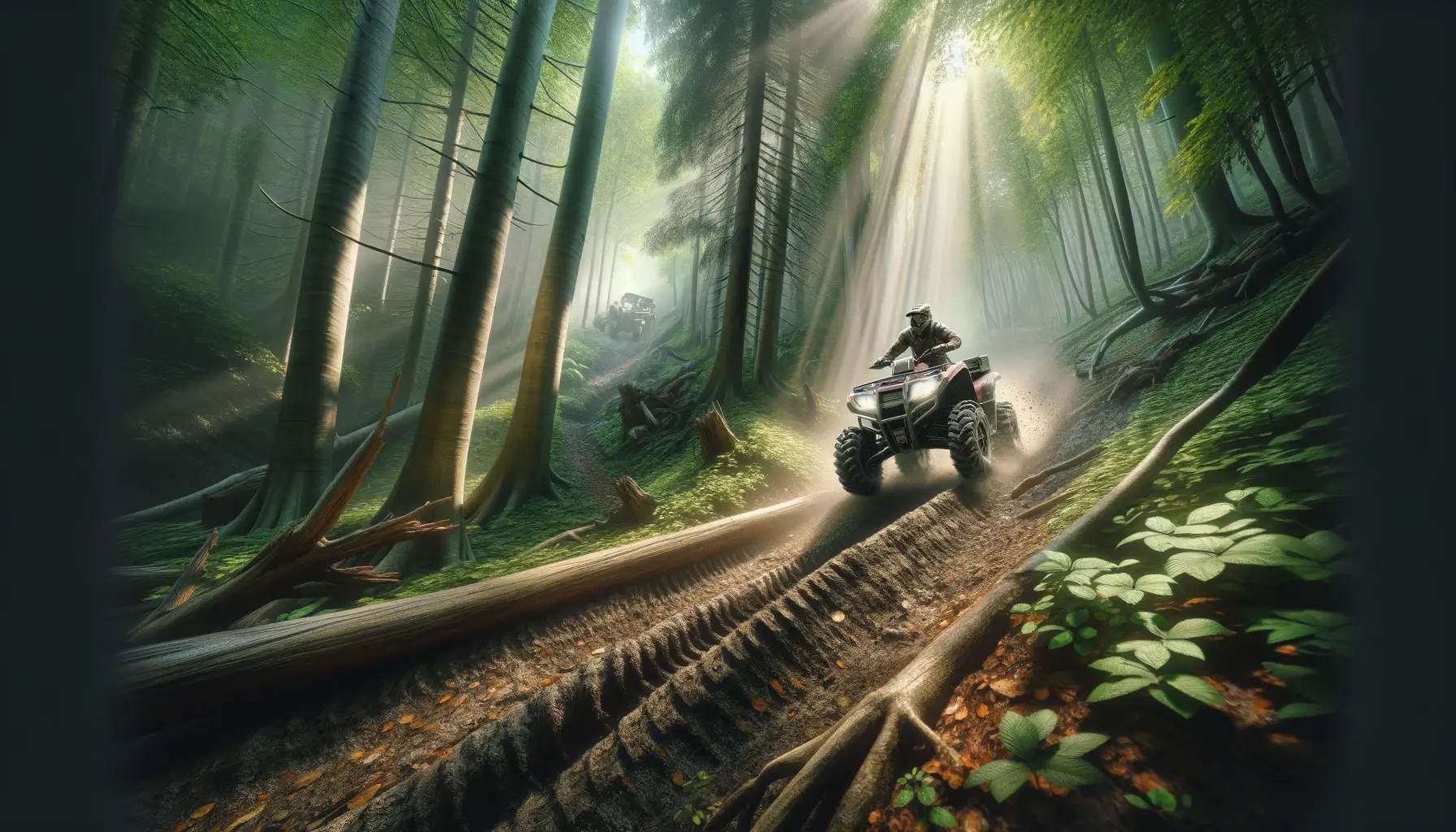 atv in forest