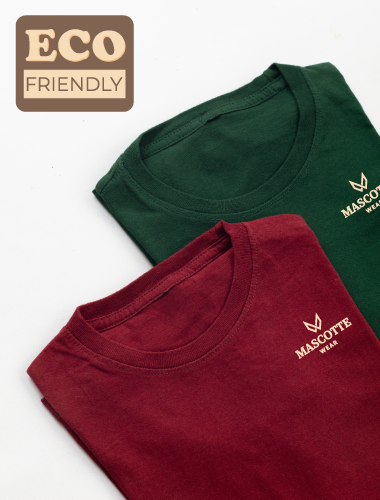 T-shirts vert et bordeaux Mascotte Wear en coton éco-responsable