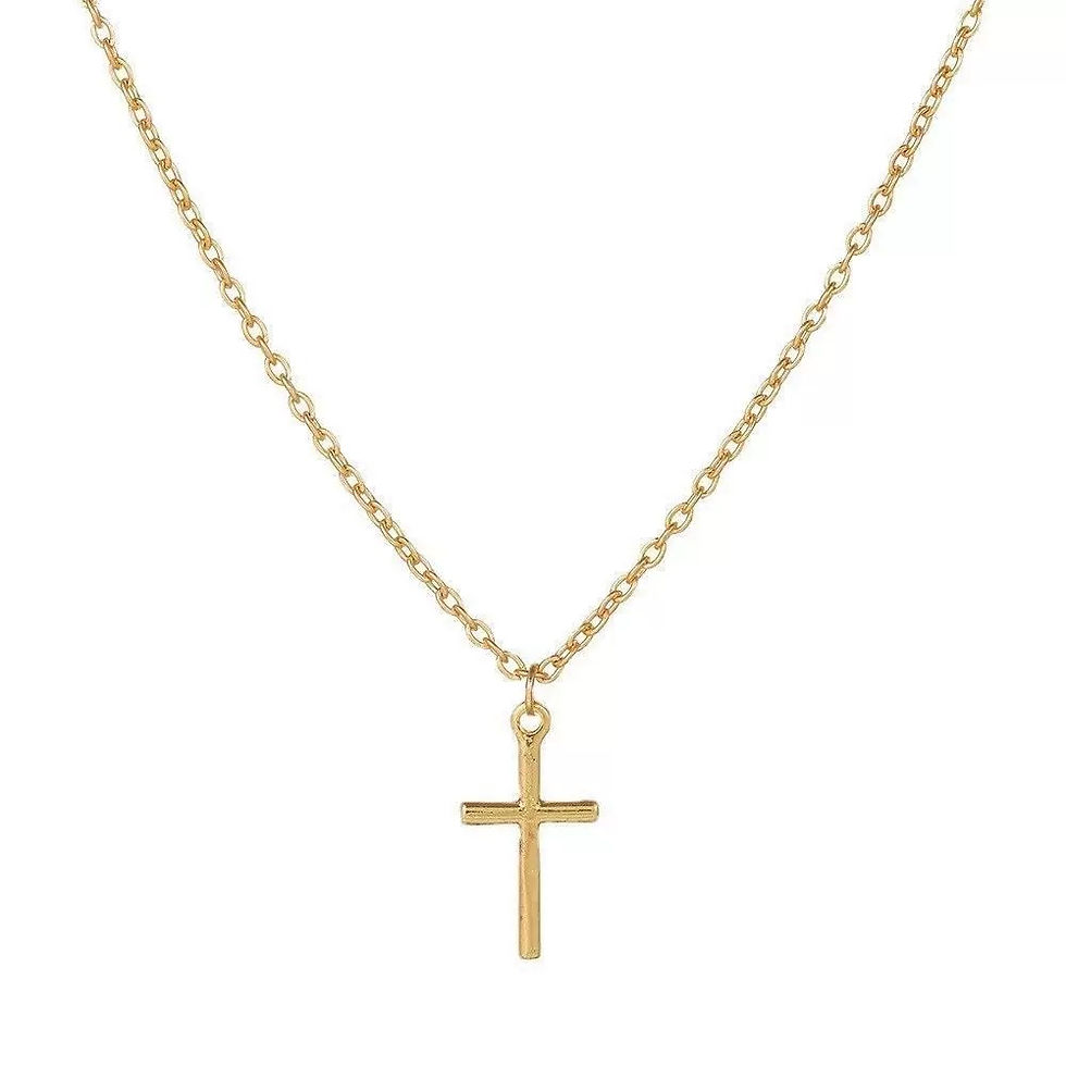 Miniatura: Collar Plata 925 Baño Oro Cruz Lisa