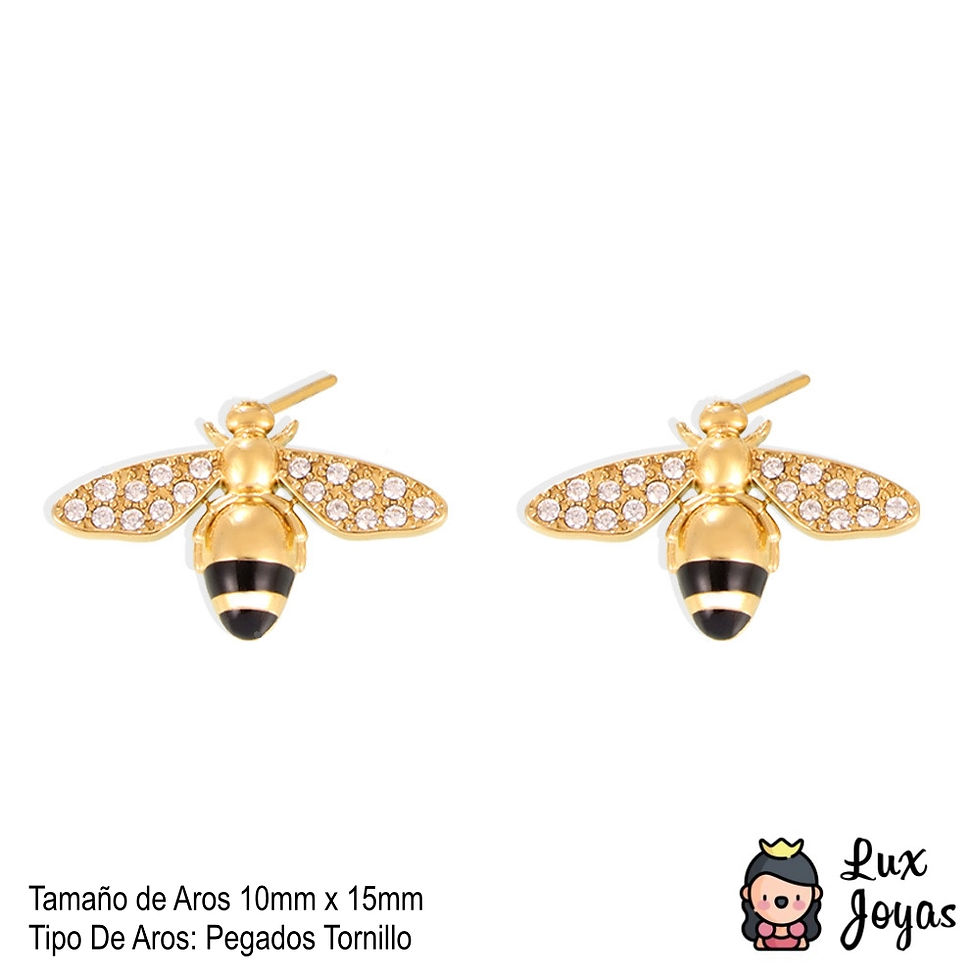 Miniatura: Aros Baño Oro 18K Abeja Brillitos