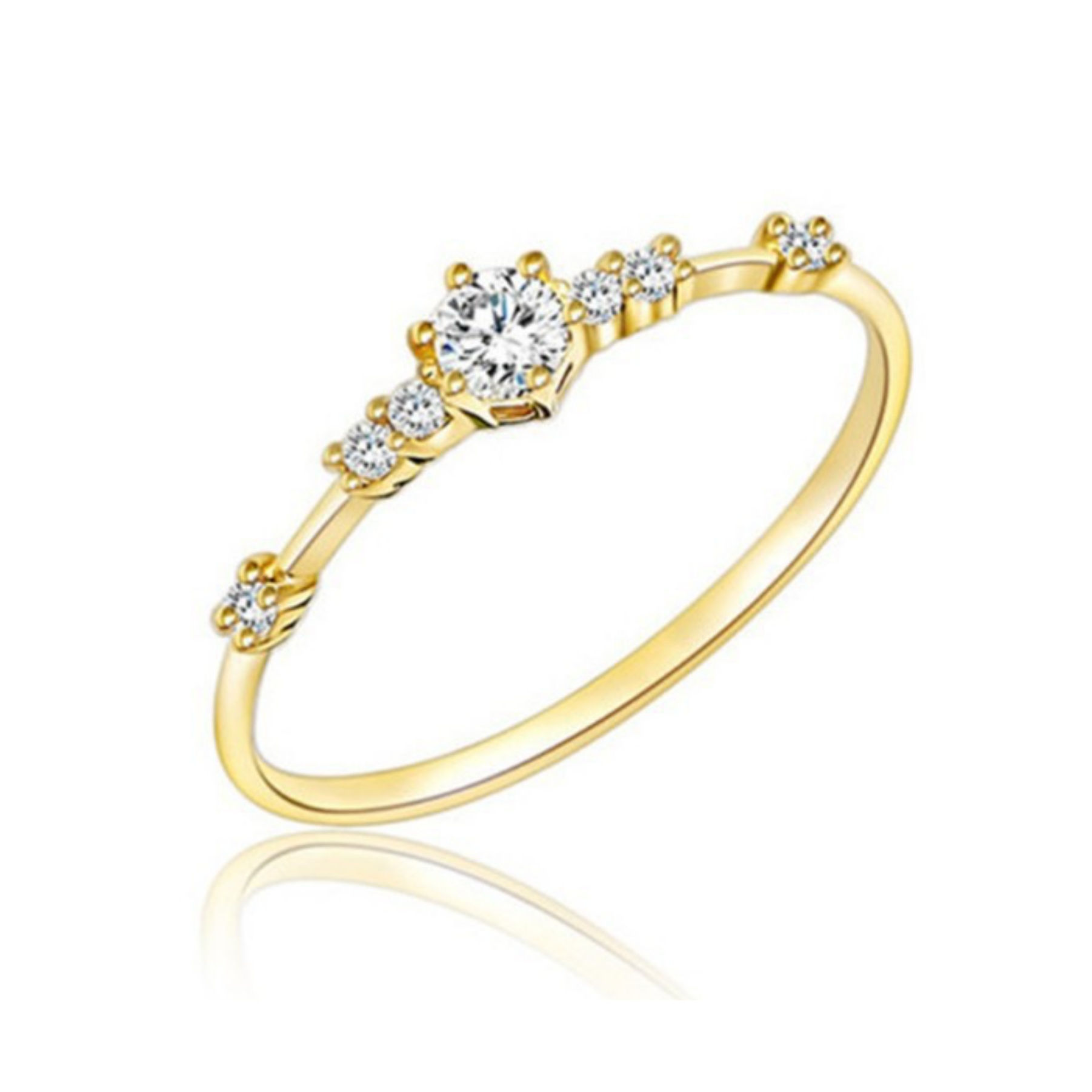 Anillo Plata 925 Baño Oro Siete Brillitos