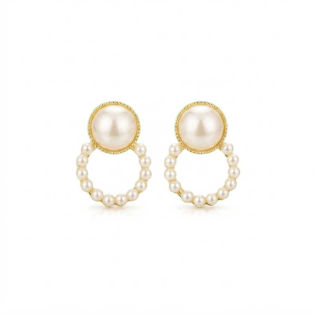 Aros Clip Enchape Oro Perla Perlas