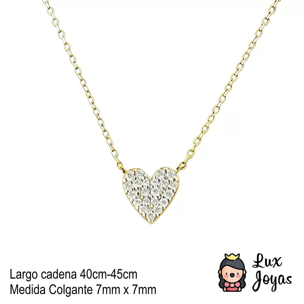 Miniatura: Collar Plata 925 Baño Oro Corazón Microcircón