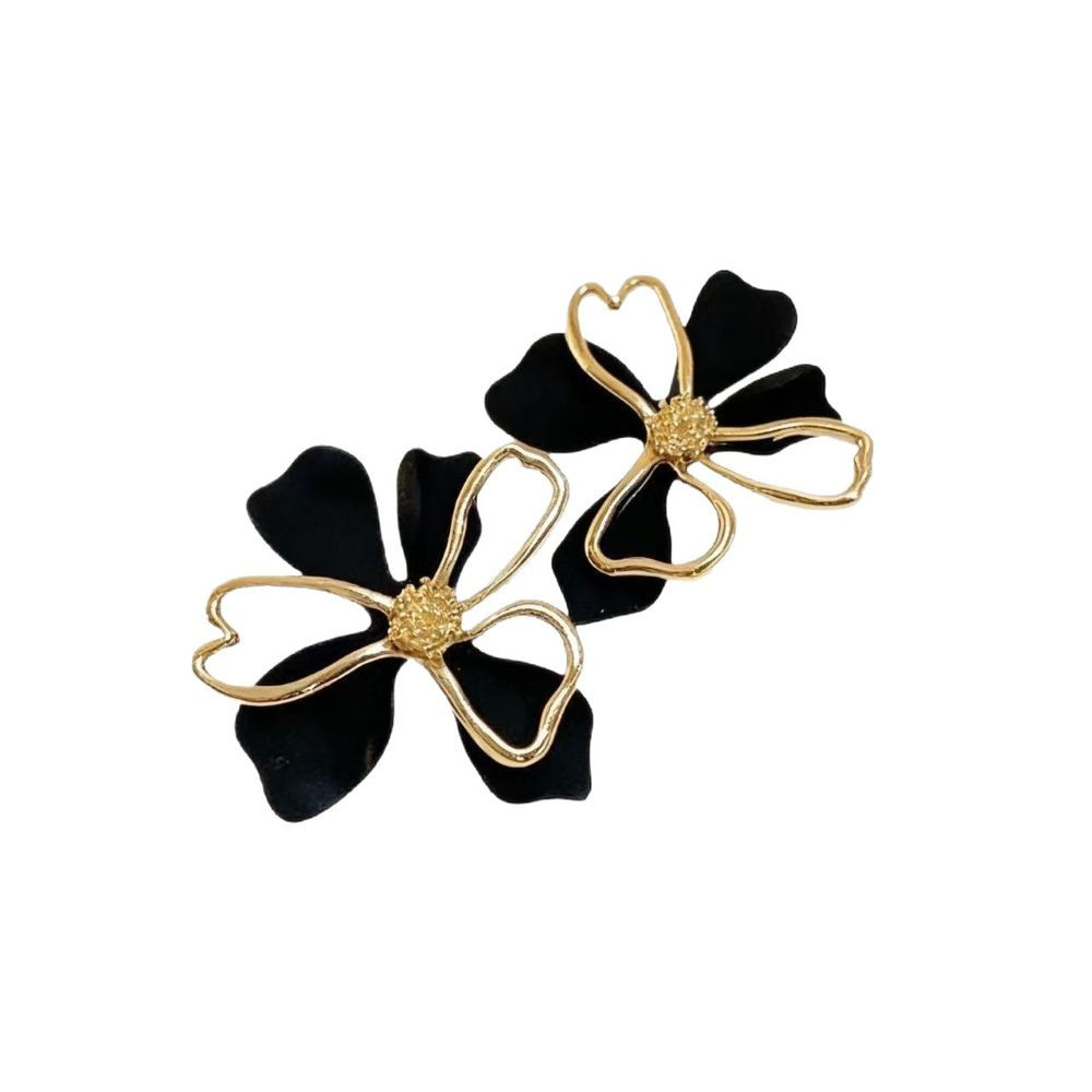 Aros Aleación Flor Dor Neg