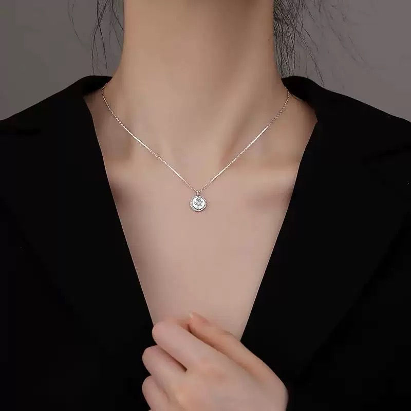 Miniatura: Collar Plata 925 Disco Rosa