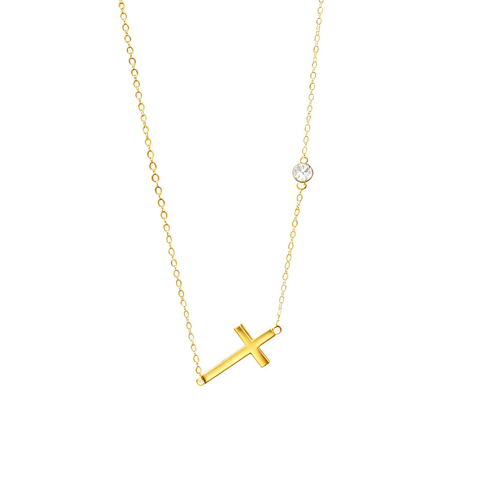 Miniatura: Collar Plata 925 Baño Oro Cruz Punto Luz