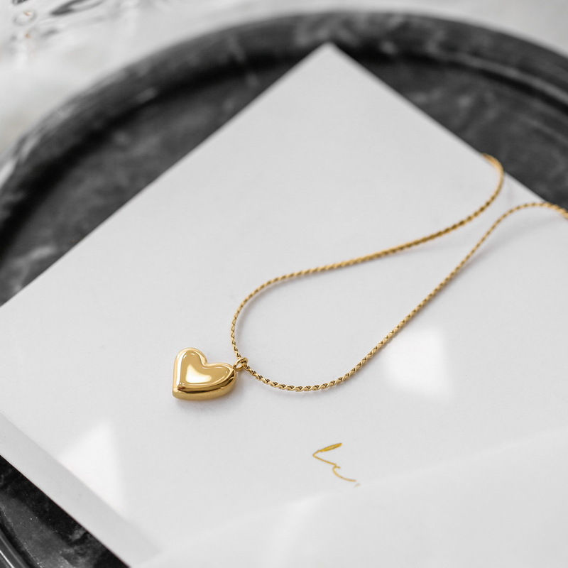 Miniatura: Collar Baño Oro 18k Corazón Chec