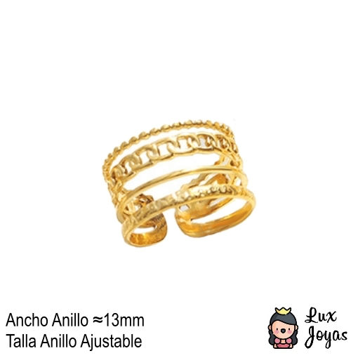Miniatura: Anillo Baño Oro 18k Cadena Argollas Ajustable