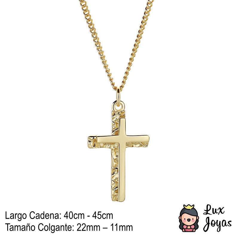Miniatura: Collar Plata 925 Baño Oro Cruz Lisa M