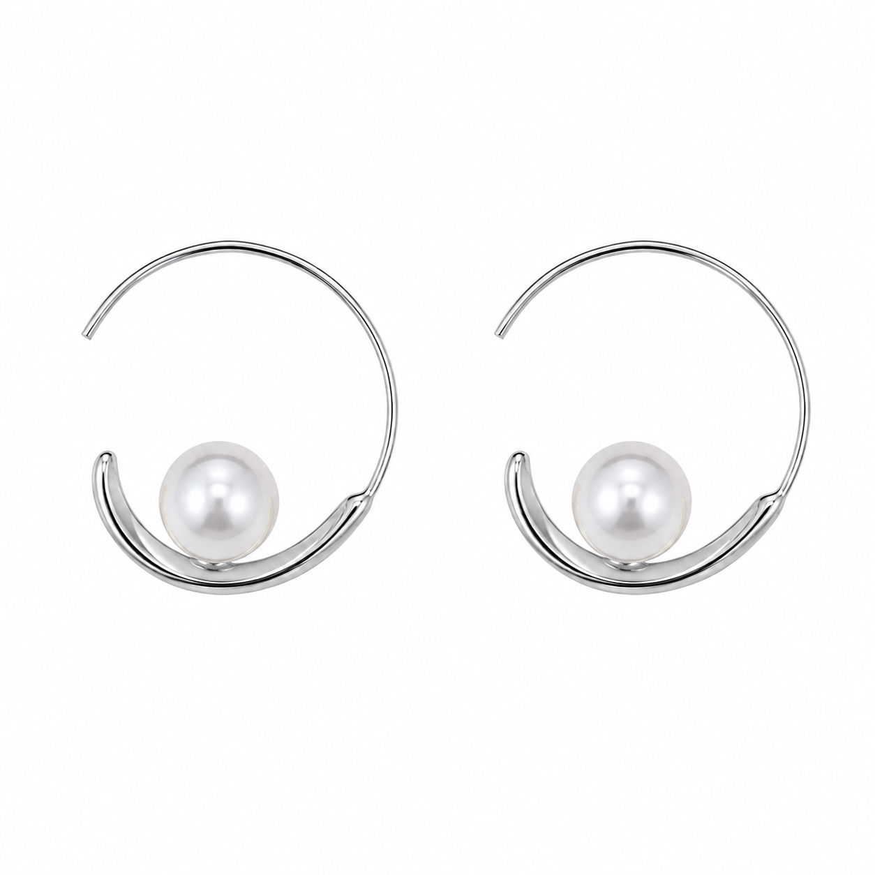 Aros Enchapado Oro Arg Perla Blanca