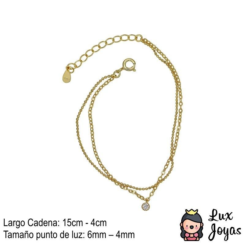 Miniatura: Pulsera Plata 925 Baño Oro Doble Eslab Pluz