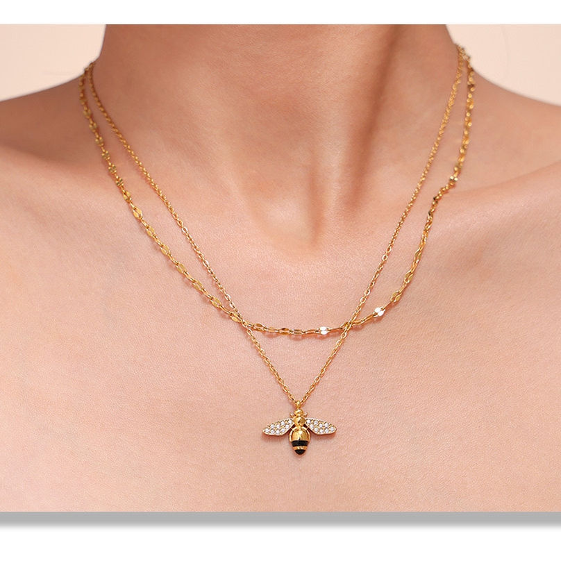 Miniatura: Collar Baño Oro 18k Abeja Brillitos