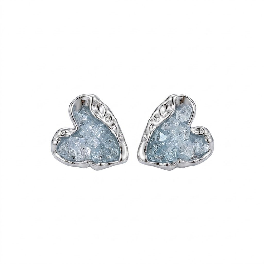 Aros Aleación Corazón Aqua