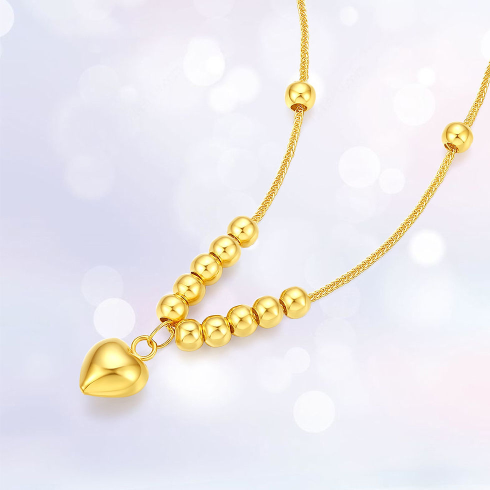 Miniatura: Cadena Tejida Oro 18k Pelotitas Corazón 18k