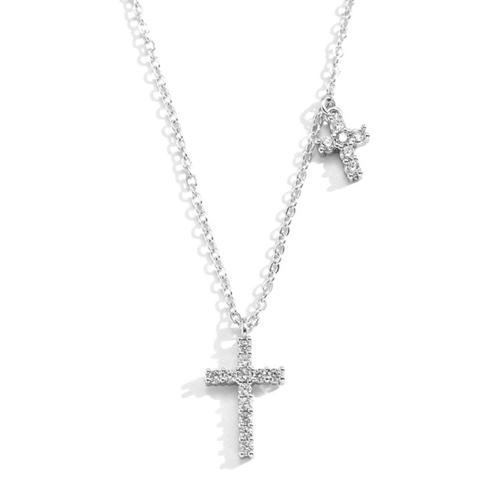 Collar Plata 925 Cruz X2