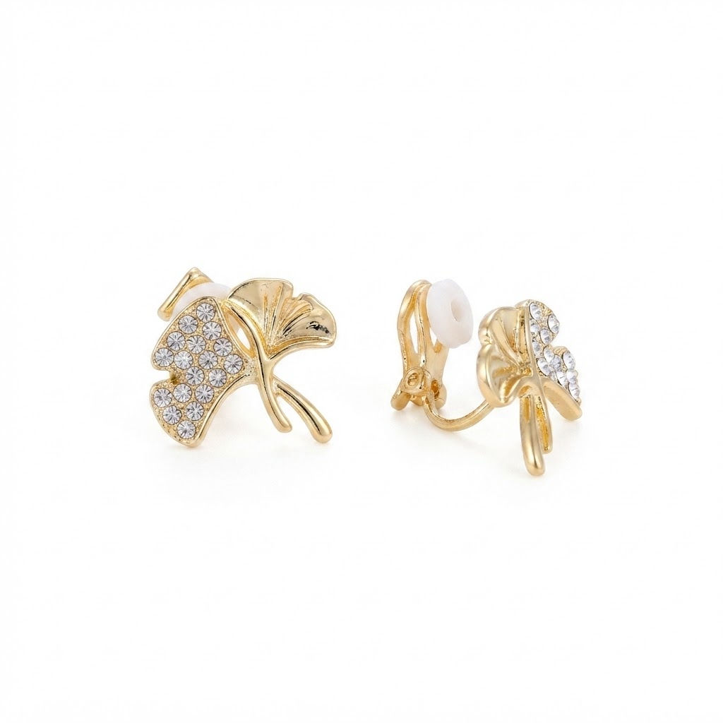 Aros Clip Enchape Oro Hojas Bri