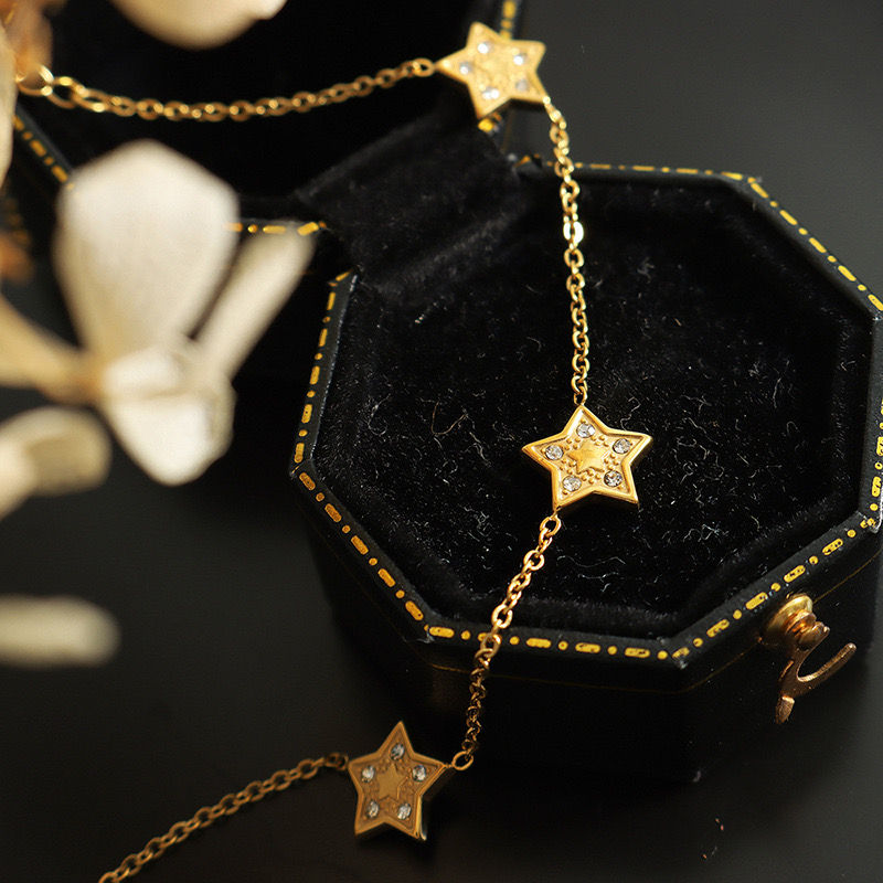 Miniatura: Collar Baño Oro 18k 5 Estrellas Circones