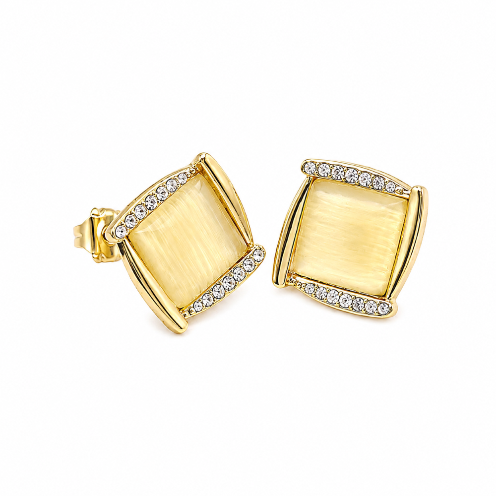 Aros Clip Enchape Oro Cuad Bri Ogato
