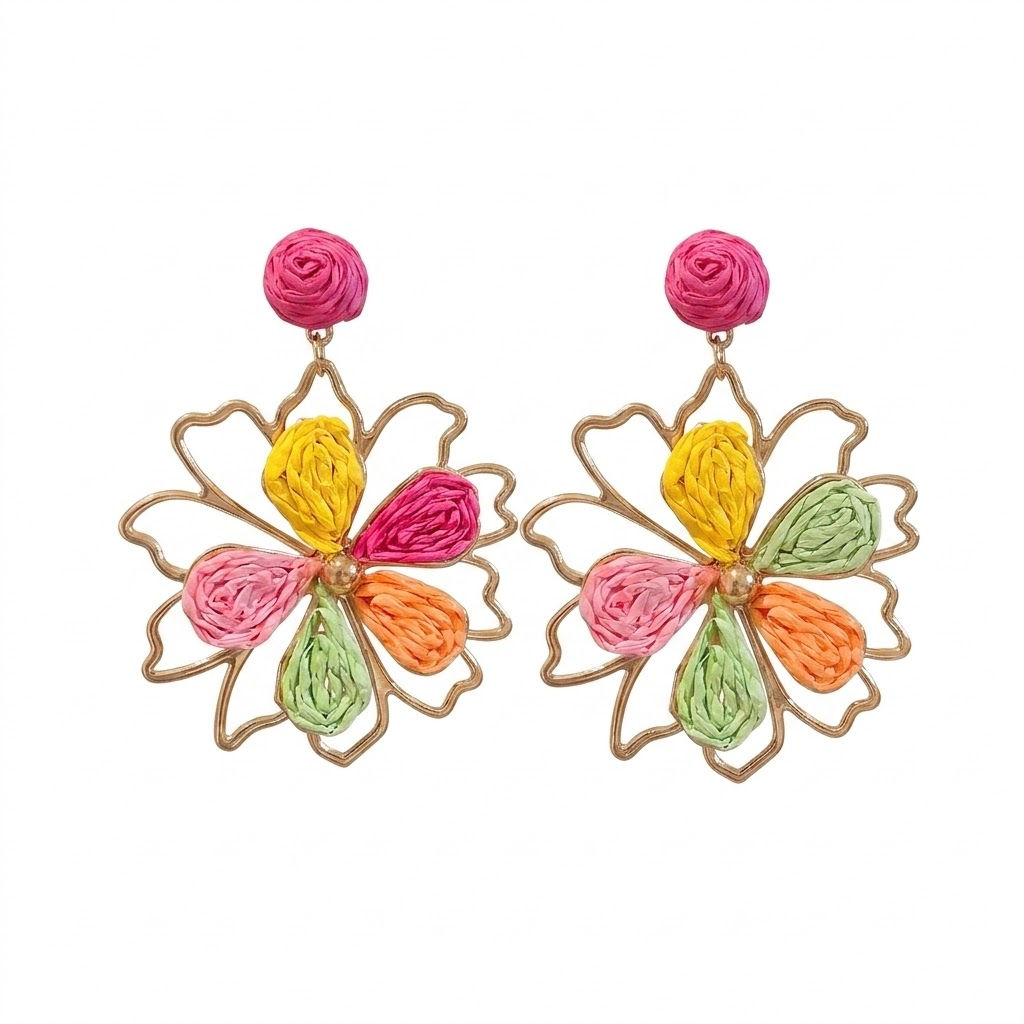 Aros Aleación Flor Dob Hilo
