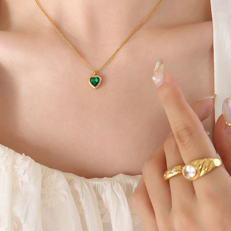 Miniatura: Collar Baño Oro 18k Corazón Circón