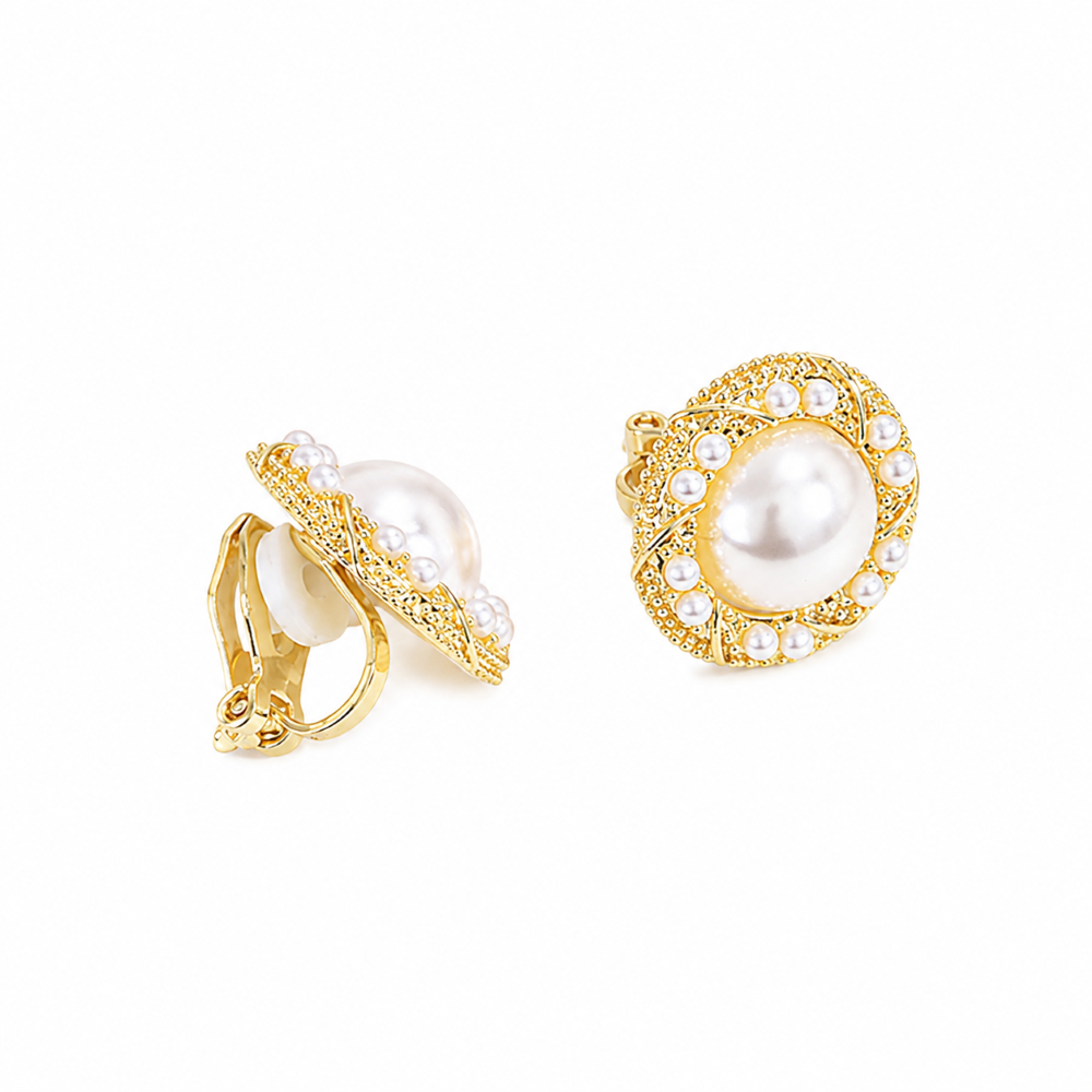 Aros Clip Enchape Oro Perla Miti Perlas