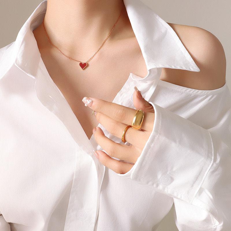 Miniatura: Collar Baño Oro 18k Corazón Rubí