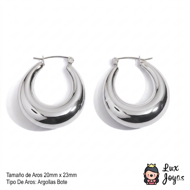 Miniatura: Aros Baño Oro 18K Argollas Bote