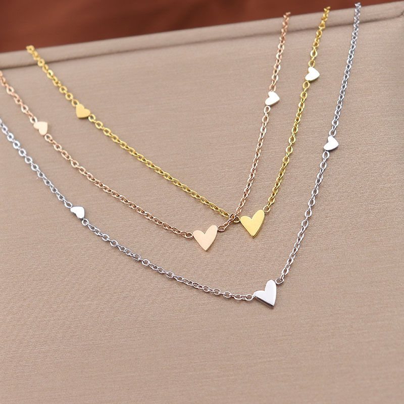 Miniatura: Collar Baño Oro 18k Corazón Chec Triple