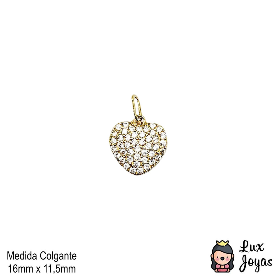 Miniatura: Colgante Corazón Full Brillitos Oro 18k Italiano